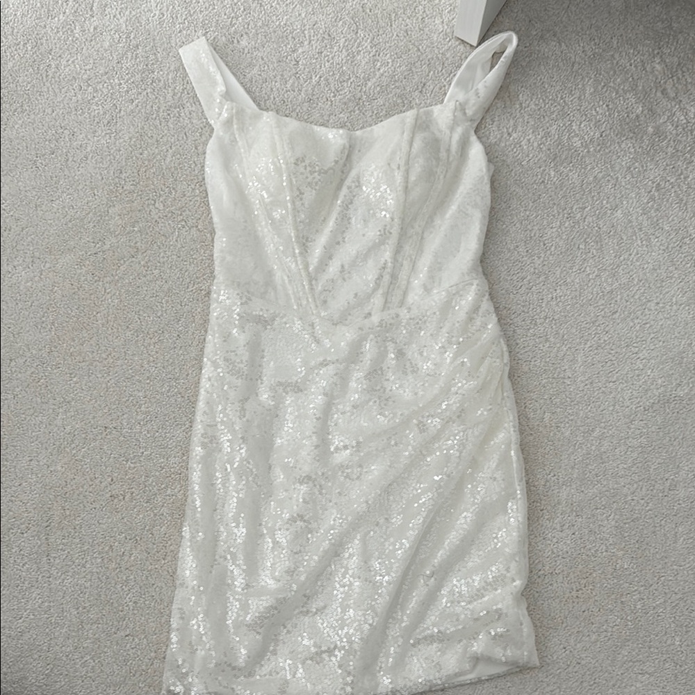 Elegant White Sequin Dress
